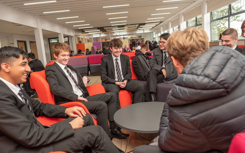 A group of sixth form students at St Cuthbert's High School.